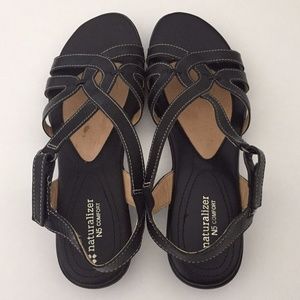 Naturalizer Cooper Black Leather Sandals Size 8 M